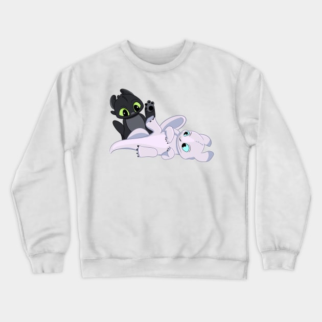 Cute baby dragons from cartoon How to train your dragon 3 night and light fury Crewneck Sweatshirt by PrimeStore